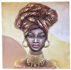 Tablou 3D Femeie Africana Eshe 80x80cm, Canvas
