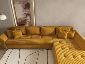 Colțar extensibil dumonde cu ladă de depozitare si sezut confortabil din spuma high-density, Loana XL Ambience Mustar II 335x185 cm