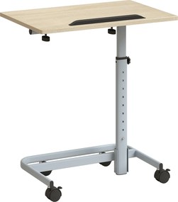 HOMCOM Măsuță pentru Laptop cu Înălțime Reglabilă, 4 Roți, Lemn și Metal, 60 x 40 x 72-93,5 cm, Stejar | Aosom Romania
