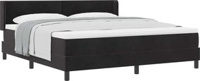 vidaXL Pat cu arcuri cu saltea cu headboard Negru 200 x 180 cm Catifea