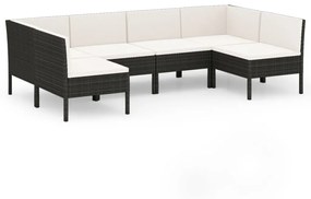 3094588 vidaXL Set mobilier de grădină cu perne, 6 piese, negru, poliratan