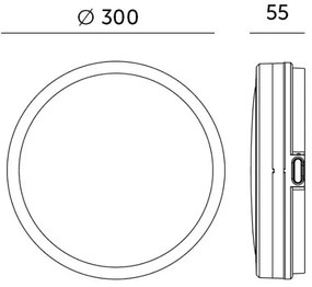 LED plafonieră baie cu senzor LED/24W/230V pr. 30 cm negru + DO