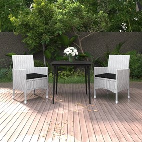 3099745 vidaXL Set mobilier de grădină cu perne, 3 piese, poliratan și sticlă