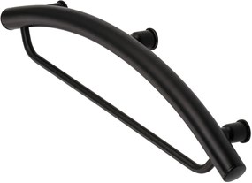 Bara de sustinere, cu suport prosop, 2 in 1, negru, montare pe perete Deante Vital Negru