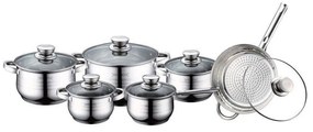 Set oale si tigaie ROYALTY LINE RL-1231, 12 piese, Otel inoxidabil, Fund multistraturi, Inductie, Inox