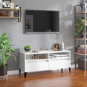 Comoda TV, alb, 100x34,5x44,5 cm, lemn prelucrat
