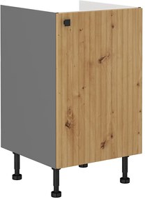Dulap inferior de bucătărie sub chiuvetă Avantoe 50 ZL 1F BB (Stejar artisan + Antracit). 1049621
