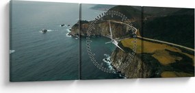 Tablou - Stânci în ocean (cu ceas) (90x30 cm)