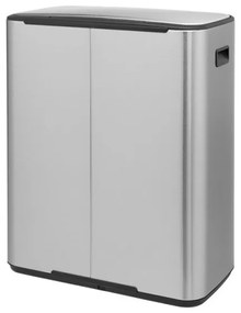 Cos de gunoi Brabantia Bo Pedal 1003192, 2x30 L, Inchidere lina, Baza antiderapanta, Rezistent la amprente, Inox/mat