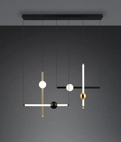Lustră neagră/aurie LED cu intensitate reglabilă Melita – Trio