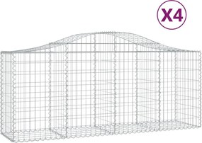 vidaXL Coșuri gabion arcuite 4 buc, 200x50x80/100 cm, fier galvanizat