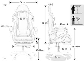 Scaun gaming cu iluminare RGB copii OFF298 roz/mov