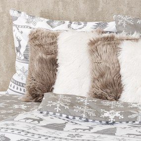 Lenjerie pat bumbac flanel 4Home Christmas Time, gri, 140 x 220 cm, 70 x 90 cm