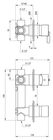 Baterie pentru dus, titan, orizontal, cu comutator, pentru corp ingropat, Deante Silia Titan
