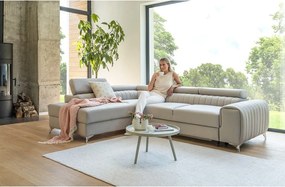 Colțar galben extensibil/cu spațiu de depozitare cu tapițerie din catifea (cu colț pe partea dreaptă/în formă de ”L”) Laurence – ELTAP