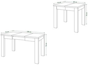 Mazzoni FONTE Stejar Artisan / Bej (Șampanie) - MASĂ CLASICĂ DE BUCĂTĂRIE/LIVING EXTENSIBILĂ PÂNĂ LA 130 cm!