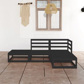 vidaXL Set mobilier de grădină, 4 piese, negru, lemn masiv de pin