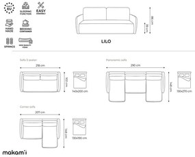 Colțar verde extensibil/cu spațiu de depozitare cu tapițerie din chenille (cu colț pe partea stângă/cu șezlong) Lilo – Makamii