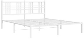 376376 vidaXL Cadru de pat metalic cu tăblie, alb, 160x200 cm
