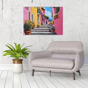 Tablou pe sticlă - Alee roz (70x50 cm)