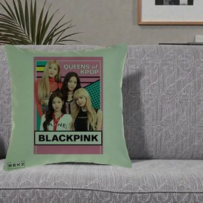 Perna Personalizata BLACKPINK Queens of Kpop, 40x40 cm, Verde, Husa Detasabila, Perna Inclusa, BEKZ®