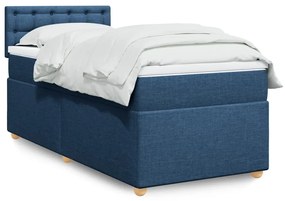 vidaXL Pat box spring cu saltea, albastru, 80x200 cm, textil