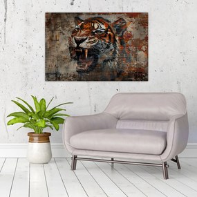 Tablou - Tigru din Cărămizi (90x60 cm)