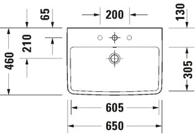 Duravit 23756500002 - Lavoar suspendat D-NEO 65 x 46 cm ceramică/alb lucios