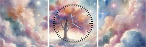 Tablou – Arborele vieții printre nori (cu ceas) (90x30 cm)