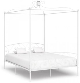 Cadru de pat cu baldachin, alb, 180 x 200 cm, metal