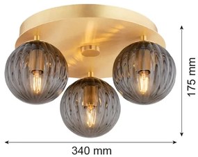 Plafonieră Argon 6308 PALOMA 3xE14/7W/230V auriu/negru