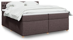 vidaXL Pat box spring cu saltea, maro închis, 200x200 cm, textil