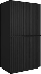 Dulap Nicole dormitor cu două sertare 100 cm - negru mat / mânere negre