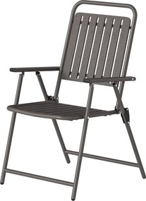 Outsunny Set de 4 scaune de grădină exterioare pliabile cu cotiere, spătar şi şezut, cadru metalic 55x63x93 cm Maro | Aosom Romania