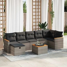 vidaXL Set canapele de grădină cu perne, 8 piese, gri, poliratan