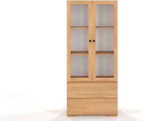 Vitrină lemn masiv TerraCraft Fag 2 Sertar, 80 × 38 × 182 cm - Natural