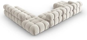 Colțar modular bej cu tapițerie din catifea (cu colț pe partea dreaptă/în formă de "U") Bellis – Micadoni