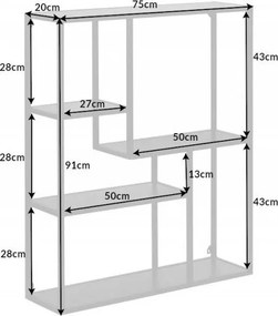Raft de perete design industrial Slim Line 90cm, negru