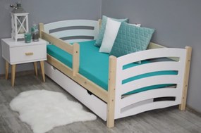 Pat pentru copii MELA 80 x 160 cm, alb–pin Saltele: Matrace EASYSOFT 10 cm, Somiera pat: Cu lamele curbate