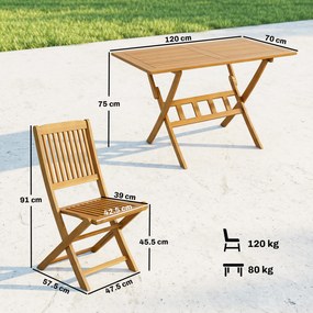 Outsunny Set mobilier de grădină FSC din lemn, set 5 piese pliabil, masă cu 4 scaune pliante, design cu lamele | Aosom Romania