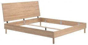 Pat Dublu Forrest Oak, 180x200 cm, din Lemn Masiv de Stejar, Natur – Vipack