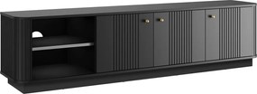 Comodă TV pe soclu Vesper 3D 187 cm - negru / mânere aurii