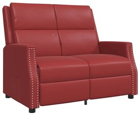 3083931 vidaXL Fotoliu rabatabil cu 2 locuri, roșu vin, piele ecologică