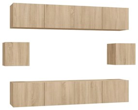 vidaXL Set dulap TV, 6 piese, stejar sonoma, lemn prelucrat