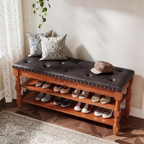 BAM17 - Bancuta hol, 100 cm, banca dormitor, bancheta lemn vopsit cu spatiu depozitare - Maro