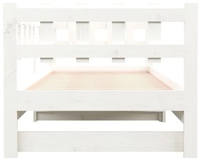 Pat de zi extensibil, alb, 2x(90x200) cm, lemn masiv de pin Alb, 90 x 200 cm