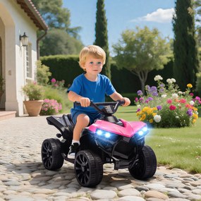 AIYAPLAY Quad Electric pentru Copii 6V, ATV cu Faruri LED și Muzică, 18-56 Luni, Roz | Aosom Romania