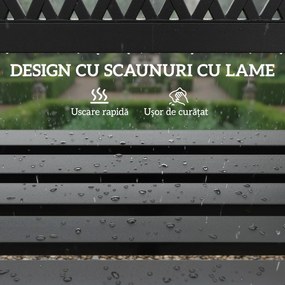 Outsunny Bancă de Grădină pentru Exterior, Bancă de Patio cu Brațe și Șezut cu Lamele, 2 Locuri pentru Grădină, Parc, Balcon, Mobilier Exterior, Negru | Aosom Romania