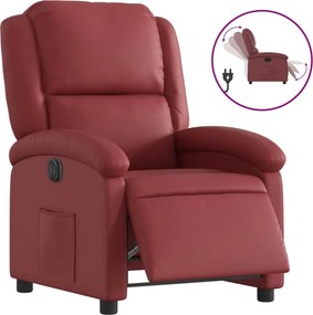 vidaXL Fotoliu rabatabil electric, roșu vin, piele ecologică
