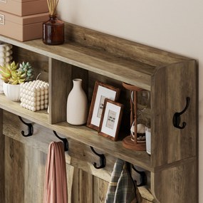 HOMCOM Cuier pantofar 4 în 1 Cuier modern cu raft deschis pentru hol intrare dormitor 100x38x172 cm Stejar | Aosom Romania